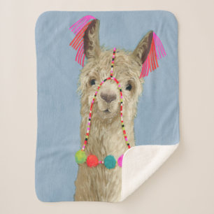 Cobertor Sherpa Adorned Llama - Beige