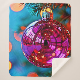 Cobertor Sherpa Adorno de Natal Vibrante com Design Brilhante
