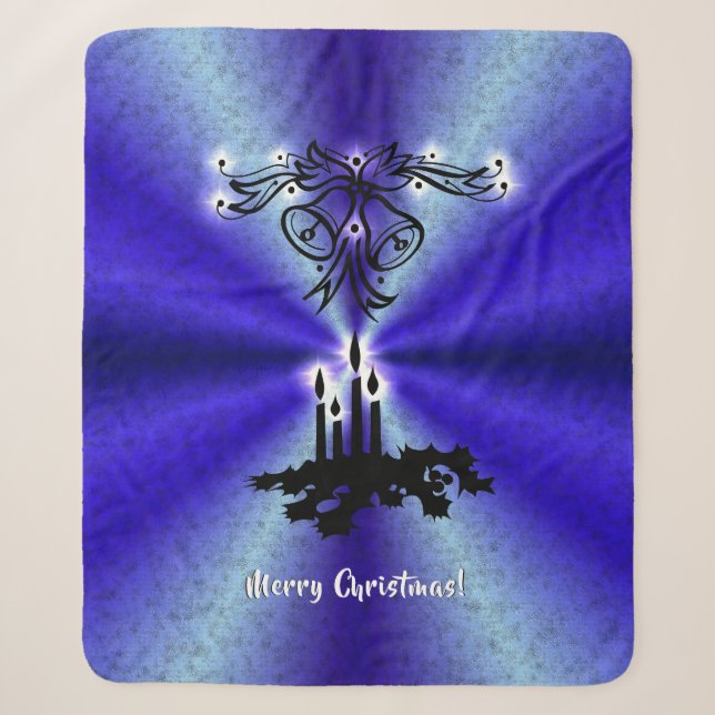 Cobertor Sherpa Advento, Artdeco de Natal no Arco Verde Azul (Frente)