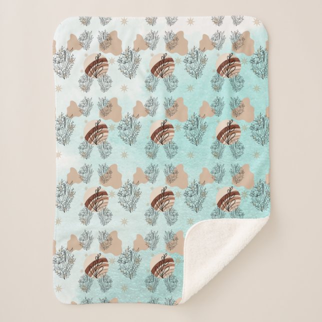 Cobertor Sherpa Aesthetic Boho Wildflowers Flowers  (Frente)