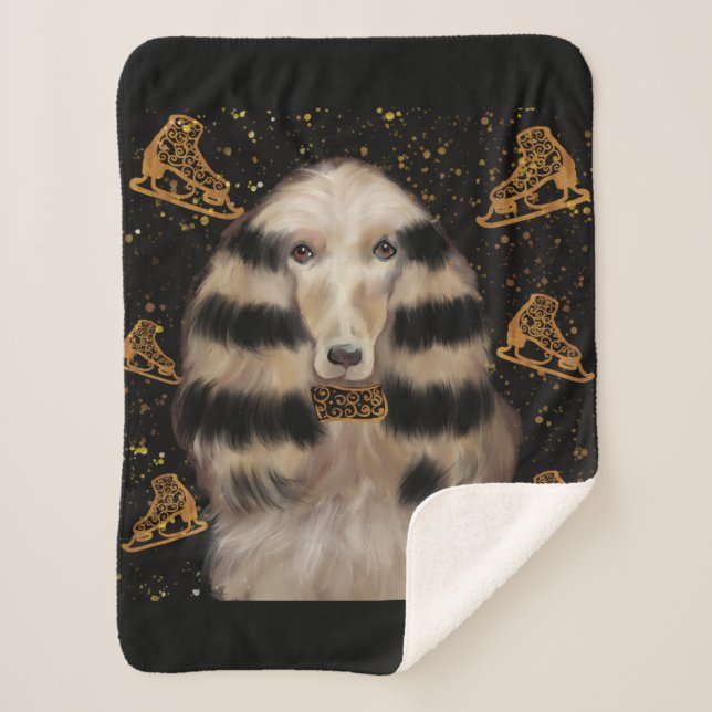 COBERTOR SHERPA AFGHAN HOUND OURO  (Frente)