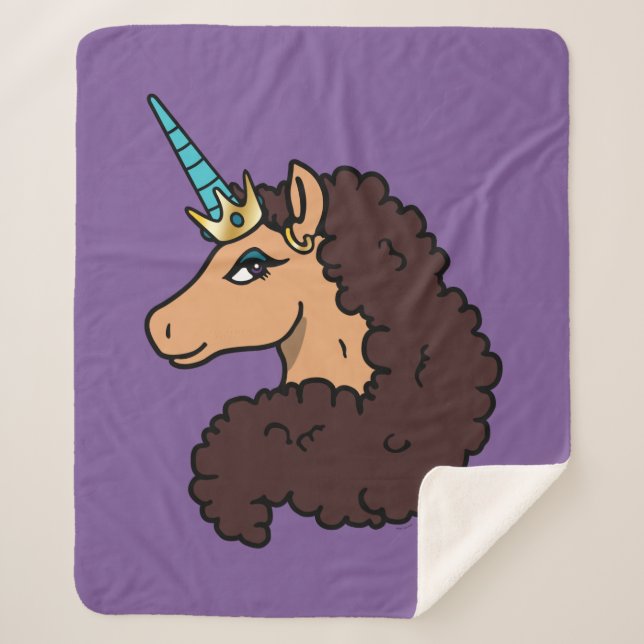Cobertor Sherpa Afro Unicorn | Divino (Frente)