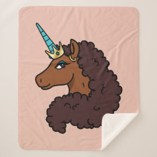 Cobertor Sherpa Afro Unicorn   Único