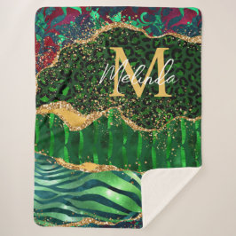 Cobertor Sherpa Agato de Impressão Animal Safari Verde