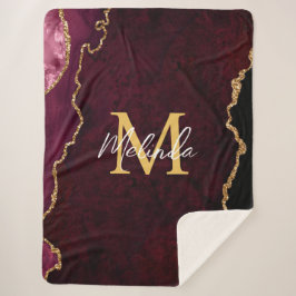 Cobertor Sherpa Agato de mármore vermelho e Dourado