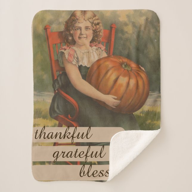 Cobertor Sherpa Agradeço a sua benção | Rapariga com Abóbora (Frente)