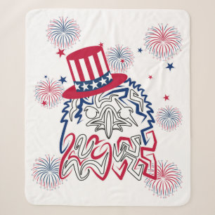 Cobertor Sherpa Águia Americana do Dia da Independência em 4 de ju