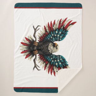 Cobertor Sherpa Águia-careca americana/patriótica russa