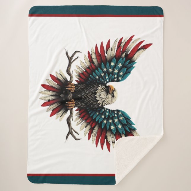 Cobertor Sherpa Águia-careca americana/patriótica russa (Frente)