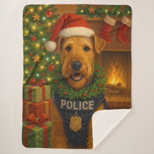 Cobertor Sherpa Airedale Terrier Holiday