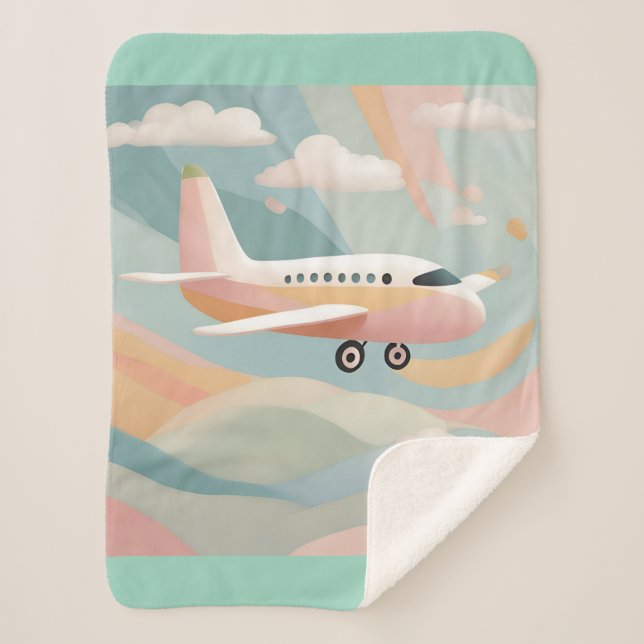 Cobertor Sherpa Airplane AI art  (Frente)