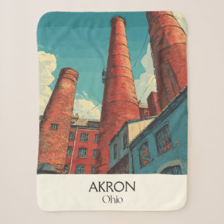Cobertor Sherpa Akron Ohio Poster de viagens Vintage City Skyline