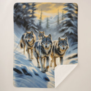 Cobertor Sherpa Alaskan Wild Wolf Pack