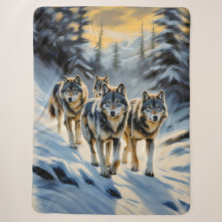Cobertor Sherpa Alaskan Wild Wolf Pack