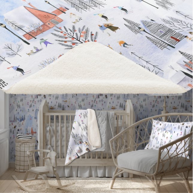 Cobertor Sherpa Aldeia de Esqui Alpino de Montanha Ocupada (Criador carregado)