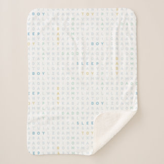 Cobertor Sherpa Alfabeto ABC de Menino Bebê Doce Cores Pastel Azui