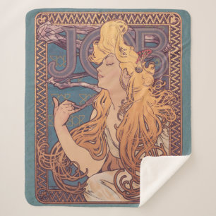 Cobertor Sherpa Alfonse Mucha Job Art Nouveau mulher