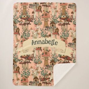 Cobertor Sherpa Algodão Cor-de-rosa-branca, Impressão