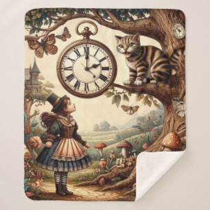 Cobertor Sherpa Alice & Gato de Cheshire: Fantasia Caprichosa do P