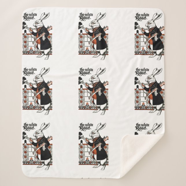 Cobertor Sherpa Alice White Rabbit Classic Wonderland (Frente)