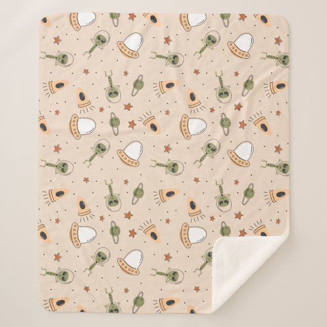 Cobertor Sherpa Alienígena Verde (Frente)