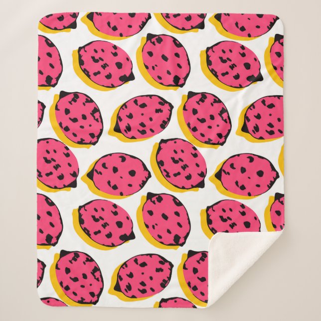 Cobertor Sherpa all over lemon patternabstract,art,background,cart (Frente)
