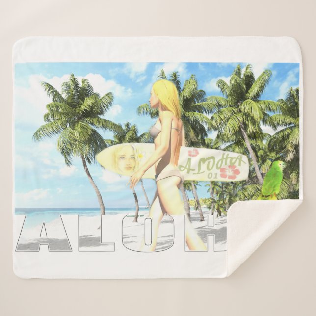 Cobertor Sherpa Aloha 01 (Frente (Horizontal))