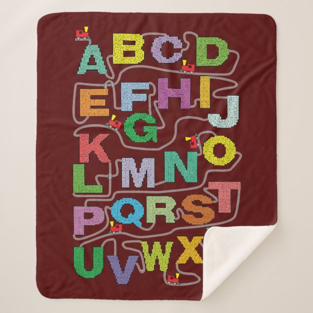 Cobertor Sherpa Alphabet Maze Quebra-cabeça Railroad (Frente)