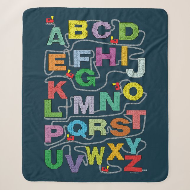 Cobertor Sherpa Alphabet Maze Quebra-cabeça Railroad (Frente)