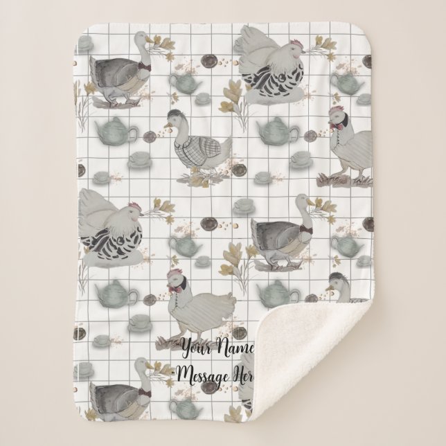 Cobertor Sherpa Alta Couture Chicken impressão (Frente)