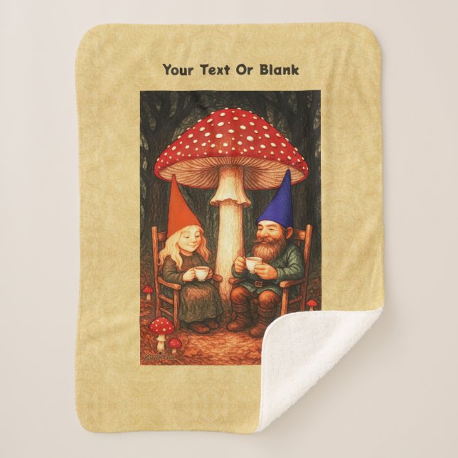 Cobertor Sherpa Amanita Mushroom e Gnomos (Frente)