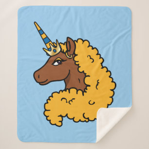 Cobertor Sherpa Amarelo Afro Unicorn
