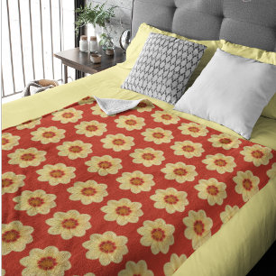 Cobertor Sherpa Amarelo Dahlia no padrão Floral Vermelho