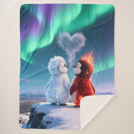 Cobertor Sherpa Amber & Frosty Aurora Magic Penguin Blanket
