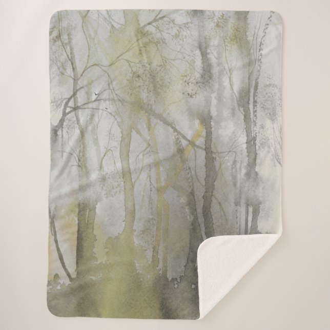 Cobertor Sherpa Amber Wilds Watercolor Abstrato (Frente)