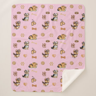Cobertor Sherpa Ame Meu Yorkie rosa
