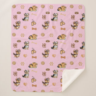 Cobertor Sherpa Ame Meu Yorkie rosa