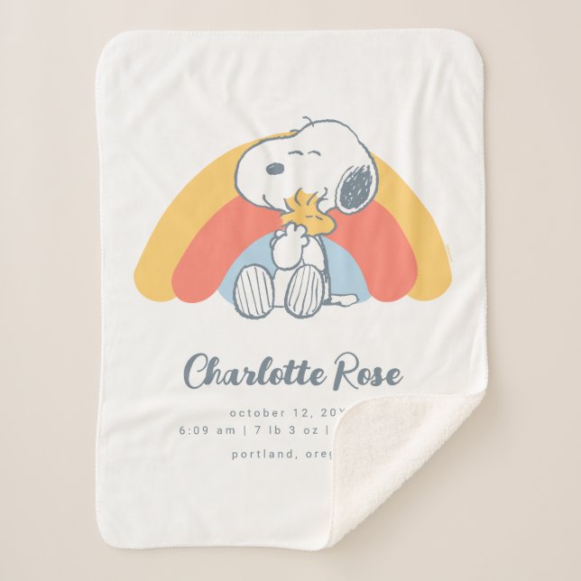 Cobertor Sherpa Amendoins | Arco-Íris de Snoopy & Woodstock (Frente)