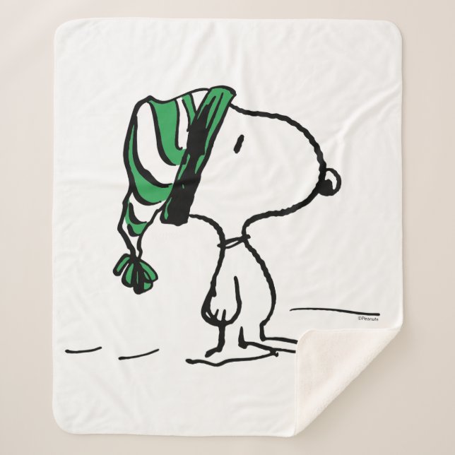Cobertor Sherpa Amendoins | Boné de Neve Verde Snoopy (Frente)