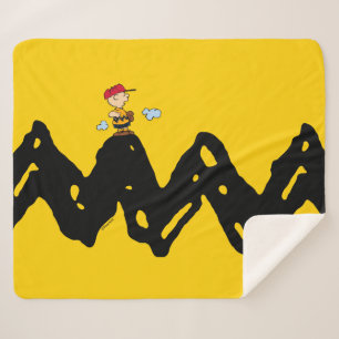 Cobertor Sherpa Amendoins   Charlie Brown Baseball