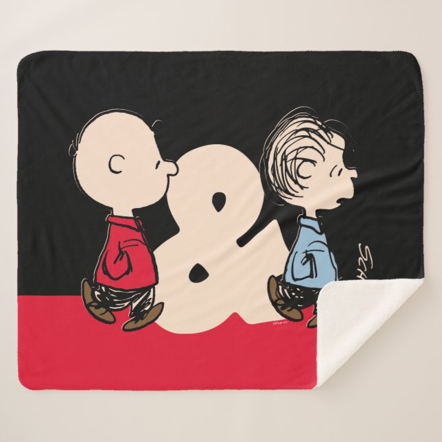 Cobertor Sherpa Amendoins | Charlie Brown & Linus (Frente (Horizontal))