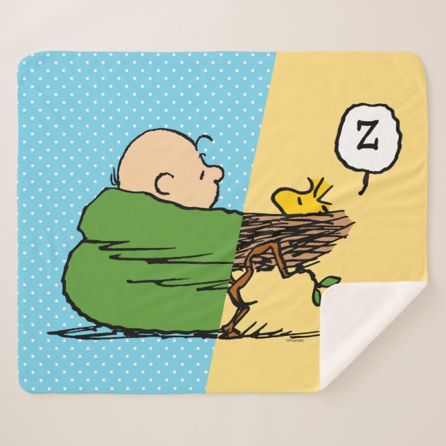 Cobertor Sherpa Amendoins | Charlie Brown & Woodstock Half & Half (Frente (Horizontal))