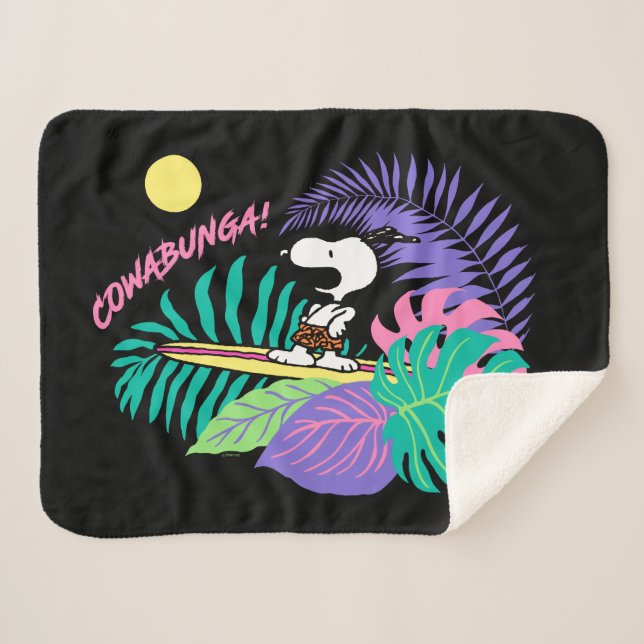 Cobertor Sherpa Amendoins | Cowabunga Snoopy (Frente (Horizontal))