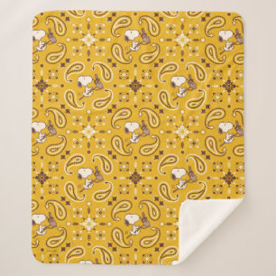 Cobertor Sherpa Amendoins   Cowboy Snoopy Bandana