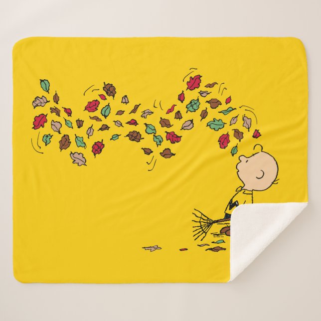 Cobertor Sherpa Amendoins | Folhas de Raça Charlie Brown (Frente (Horizontal))
