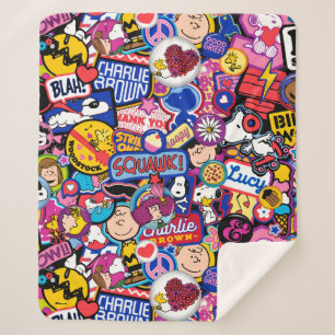 Cobertor Sherpa Amendoins Padrão de patch de fita mista