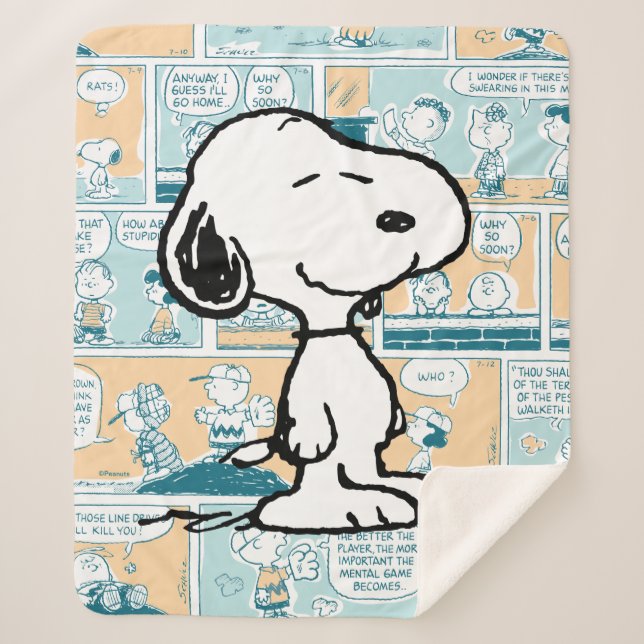 Cobertor Sherpa Amendoins | Padrões de banda desenhada Snoopy (Frente)
