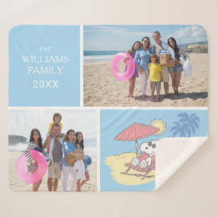 Cobertor Sherpa Amendoins   Praia de Snoopy   Adicione seu nome e 