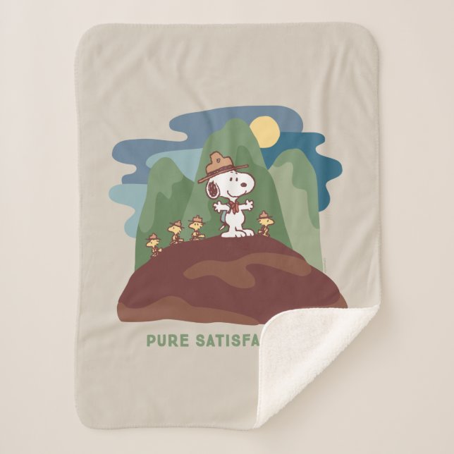 Cobertor Sherpa Amendoins | Satisfação Pura de Snoopy & Woodstock (Frente)