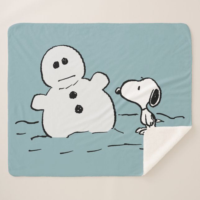 Cobertor Sherpa Amendoins | Snoopy constrói um boneco de neve (Frente (Horizontal))